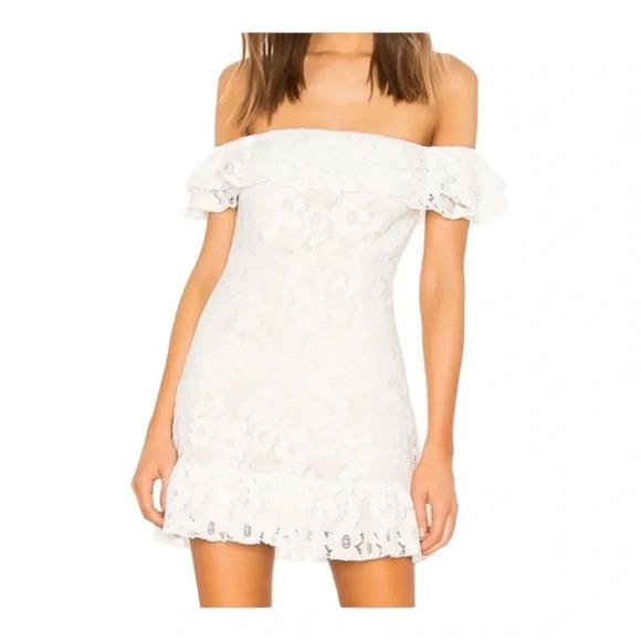REVOLVE Superdown White Off the Shoulder Lace Dress - Picture 1 of 7